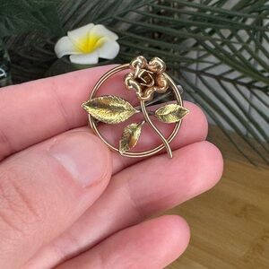 Vintage Elegant Krementz Gold Overlay Rose Brooch